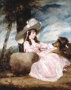 Sir Joshua Reynolds Portrait of Miss Anna Ward with Her Dog oil painting on canvas
